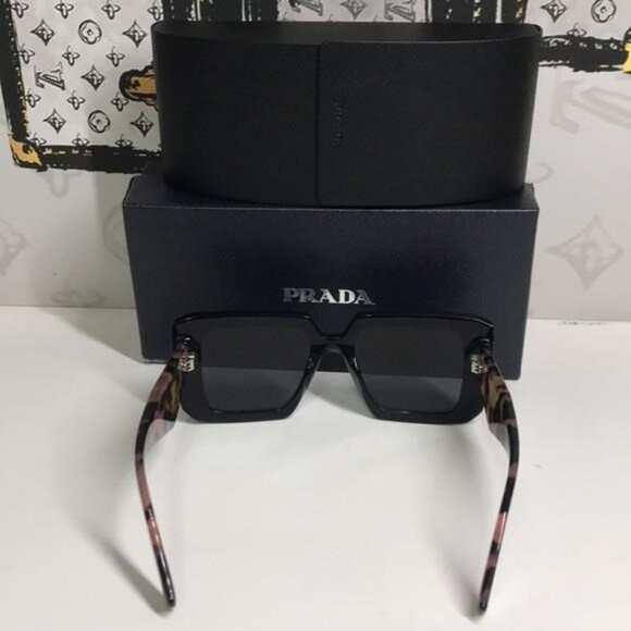 New Authentic Prada SPR23Y Symbole Square Sunglasses – Black & Pink - Picture 11 of 13